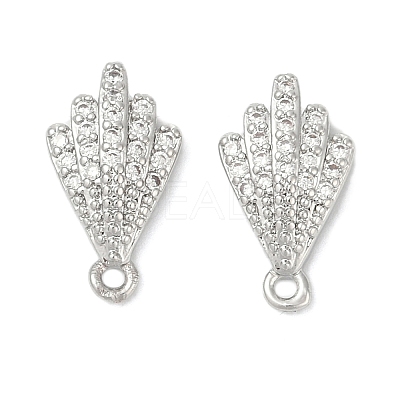 Brass Micro Pave Cubic Zirconia Stud Earring Findings KK-Z094-13P-1