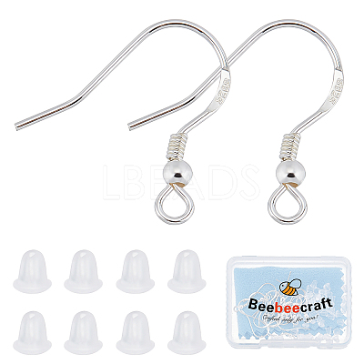 10 Pairs 925 Sterling Silver Earring Hooks STER-BBC0001-37-1