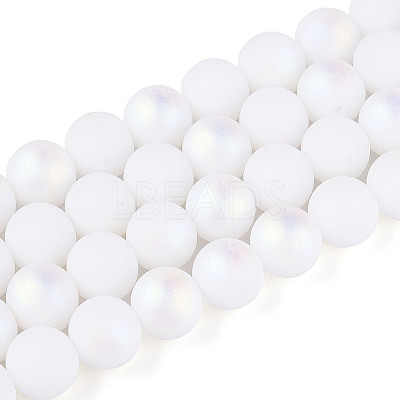 Frosted Opaque Glass Beads Strands GLAA-T032-P10mm-MBB02-1