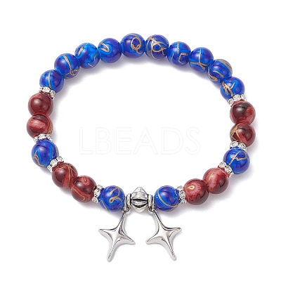 Round Glass Beaded Stretch Bracelets BJEW-JB12648-1