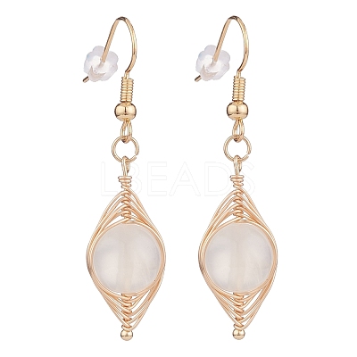 Natural Stone Braided Dangle Earring EJEW-JE04845-1