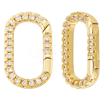 6Pcs Brass Micro Pave Clear Cubic Zirconia Spring Gate Rings KK-BBC0020-05-1