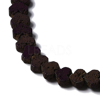Electroplated Natural Lava Rock Beads Strands G-Q1009-G01-02A-1