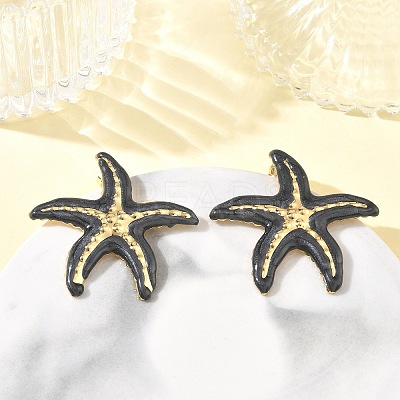 Starfish 304 Stainless Steel Enamel Stud Earrings SA-CBA46AF-23G-1
