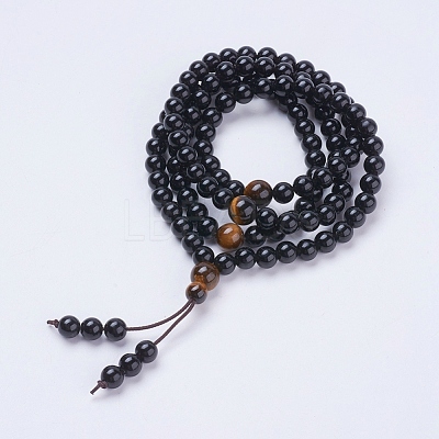Natural Obsidian & Tiger Eye Wrap Bracelets BJEW-P188-09-1