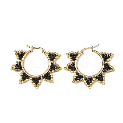 Glass Beaded Hoop Earrings EJEW-MZ00750-03-1