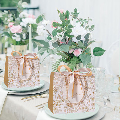 Floral Printed Paper Gift Tote Bags ABAG-WH0044-82C-1