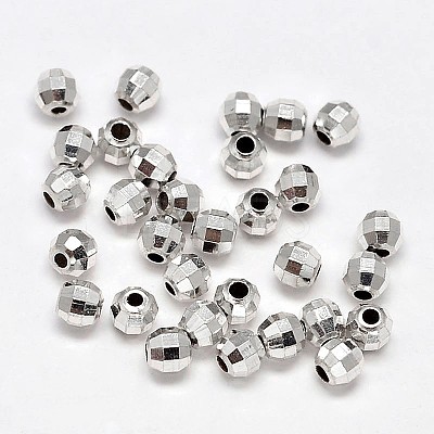 Faceted Round 925 Sterling Silver Beads STER-F012-02E-1