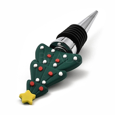 Christmas Theme Aluminium Alloy & PVC Wine Bottle Stoppers FIND-Q091-01C-1