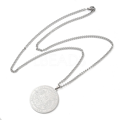 Non-Tarnish 304 Stainlessa Steel Curb Chain Pendant Necklaces NJEW-H034-06P-1