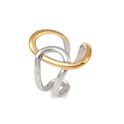 304 Stainless Steel Open Cuff Rings for Women RJEW-K296-03B-GP-1