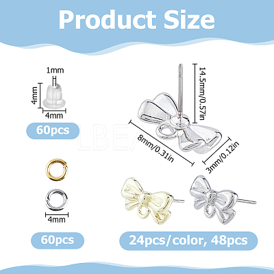 48Pcs 2 Colors Rack Plating Alloy Stud Earring Findings FIND-HS0002-64-1