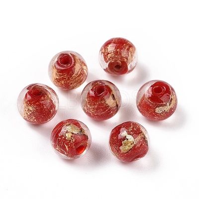 Handmade Gold Foil Glass Beads LAMP-C004-03B-1