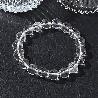 Natural Quartz Crystal Round Beaded Stretch Bracelets GG-CBA12F1-02D-12-1