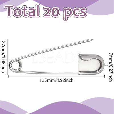 20Pcs Iron Safety Pin Brooch Findings IFIN-AR0001-45-1