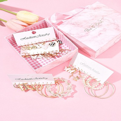 5 Sets 5 Colors Alloy Hoop Earring Sets EJEW-FS0001-23B-1