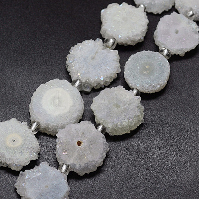 Natural Druzy Quartz Crystal Beads Strands G-F582-A15-1
