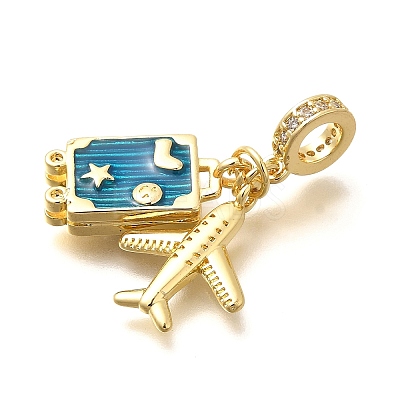 Brass Enamel Airplane & Luggage European Dangle Charms LS-KK-M309-22G-1