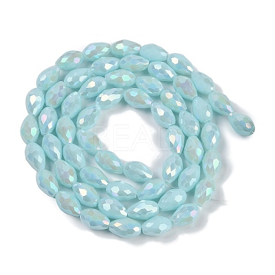 Opaque Solid Color Electroplate Glass Beads Strands LS-EGLA-N013-P8mm-B11-1
