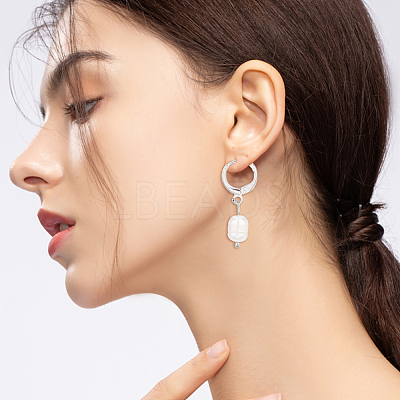 2 Pairs 2 Colors Plastic Imitaion Pearl Beaded Dangle Leverback Earrings EJEW-FI0001-03-1
