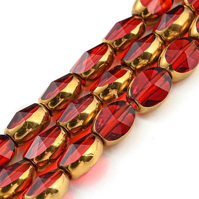 Electroplate Transparent Glass Beads Strands EGLA-G037-03A-HP-1