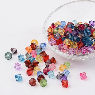 Faceted Bicone Transparent Acrylic Beads DBB12MM-1