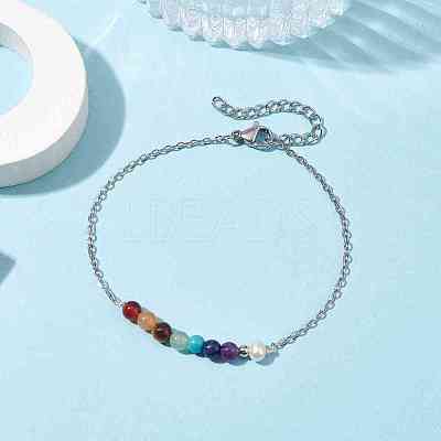 Chakra Theme Natural & Synthetic Mixed Gemstone & Pearl Beaded Bracelets BJEW-JB09946-02-1