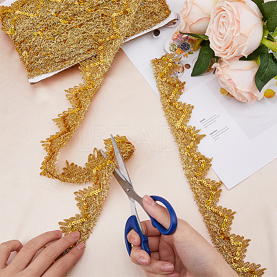 13M Sequin Polyester Wavy Lace Ribbon OCOR-WH0090-037B-1