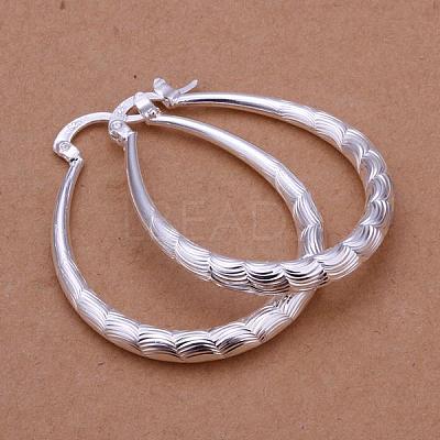 Women Big Earrings Silver Color Plated Brass Fancy Cut teardrop EJEW-BB11707-1