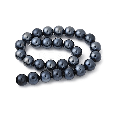 Electroplate Round Pearlized Glass Pearl Beads Strands X-EGLA-U002-01A-1
