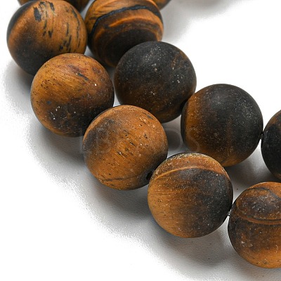 Frosted Natural Tiger Eye Beads Strands G-Q177-A01-01-1