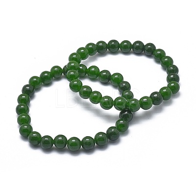 Natural TaiWan Jade Bead Stretch Bracelets BJEW-K212-B-019-1