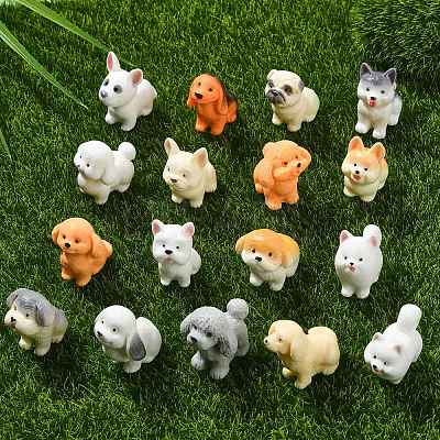 34Pcs 17 Styles Opaque Resin Dog Display Decorations RESI-CJ0005-40-1