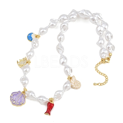 Ocean Brass Pave Cubic Zirconia and Enamel Sea Animals Pendant Necklaces KK-CBA4547-03B-G-1