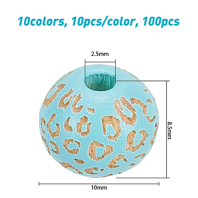 100Pcs 10 Colors Painted Natural Wood Beads WOOD-OC0002-08-1