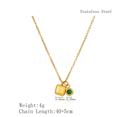 Simple Stainless Steel Square Pendant Necklaces for Women's Daily Wear QS9194-2-1