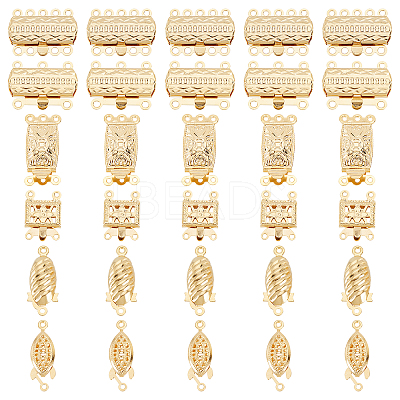 30 Sets 6 Styles 304 Stainless Steel Box Clasps STAS-DC0009-61-1