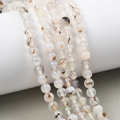 Natural Dendritic Agate Beads Strands G-D0005-18-6mm-1