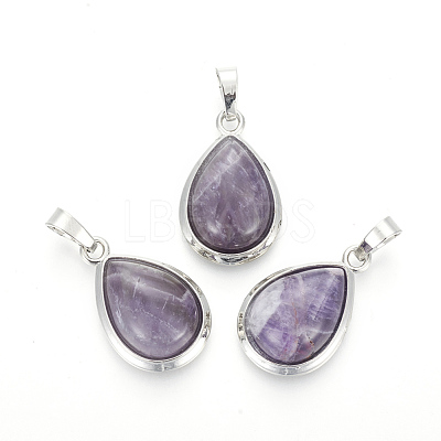 Natural Amethyst Pendants G-L512-C19-1