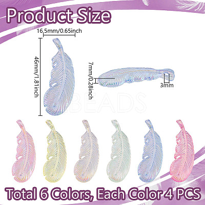 24Pcs 6 Colors UV Plating Acrylic Pendants FIND-PH0027-34B-1