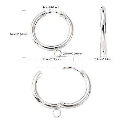 201 Stainless Steel Huggie Hoop Earring Findings STAS-P283-01H-S-1