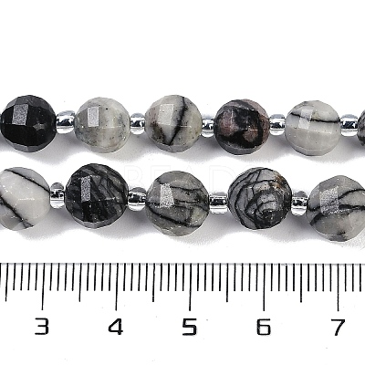 Natural Black Netstone Beads Strands G-G182-B32-03-1