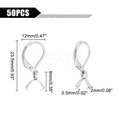 50Pcs 304 Stainless Steel Leverback Earring Findings STAS-UN0041-89-1
