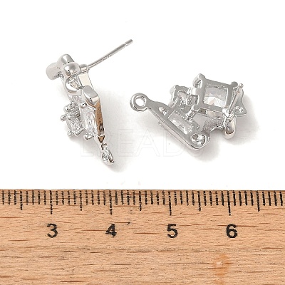Brass with Clear Cubic Zirconia Stud Earring Findings KK-G499-06P-1