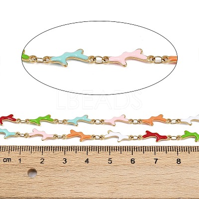 304 Stainless Steel Enamel Coral Link Chains CHS-F023-01G-G-1