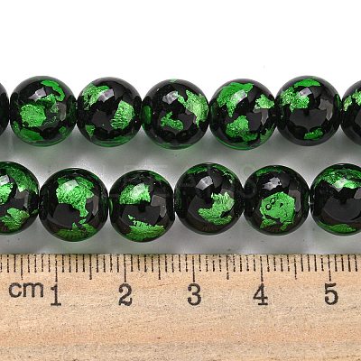 Handmade Silver/Gold Foil Lampwork Beads Strands LAMP-L079-07B-1