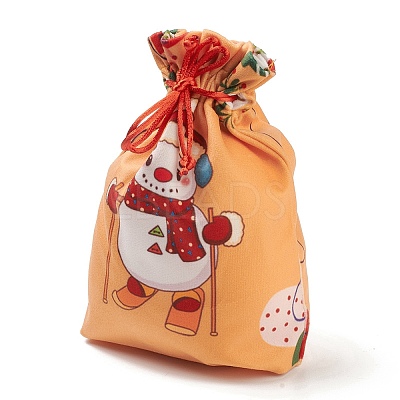 Christmas Theme Rectangle Cloth Bags with Jute Cord ABAG-P008-01D-1