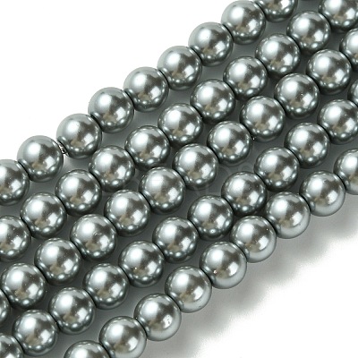 Eco-Friendly Dyed Glass Pearl Beads Strands HY-A008-6mm-RB076-1
