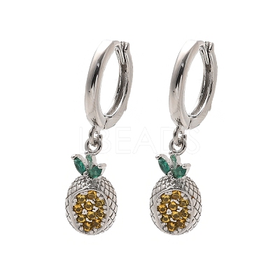 Brass Cubic Zirconia Hoop Earrings EJEW-Q015-02P-A-1