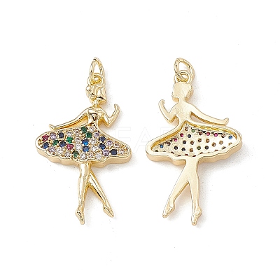 Brass Micro Pave Cubic Zirconia Pendants KK-E068-VB141-1